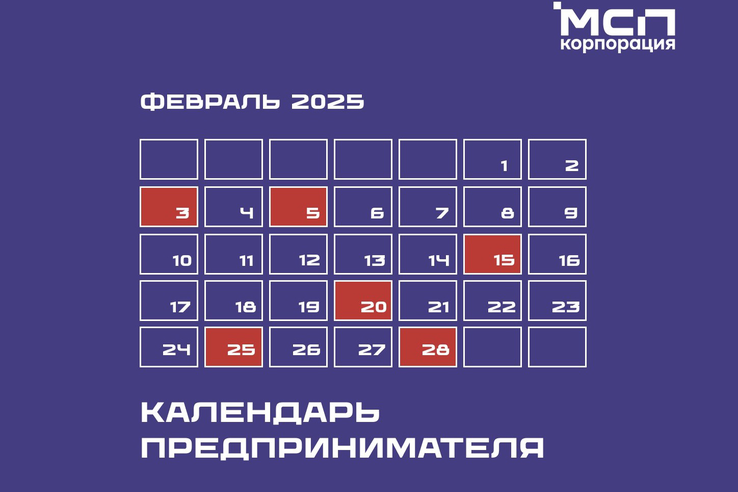 Календарь предпринимателя на февраль 2025 года.